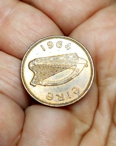 1964 ireland halfpenny coin - halfpenny,