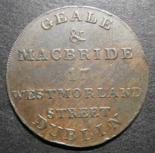 Irish halfpenny token - Geale